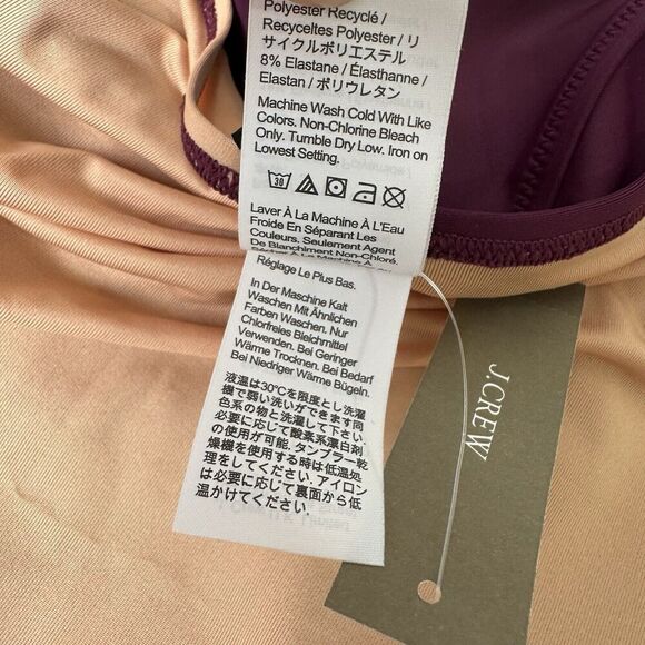 J. Crew Swimsuit Womens 24 Purple Plus One Piece One Shoulder Tropical Beach NEW - Picture 12 of 16